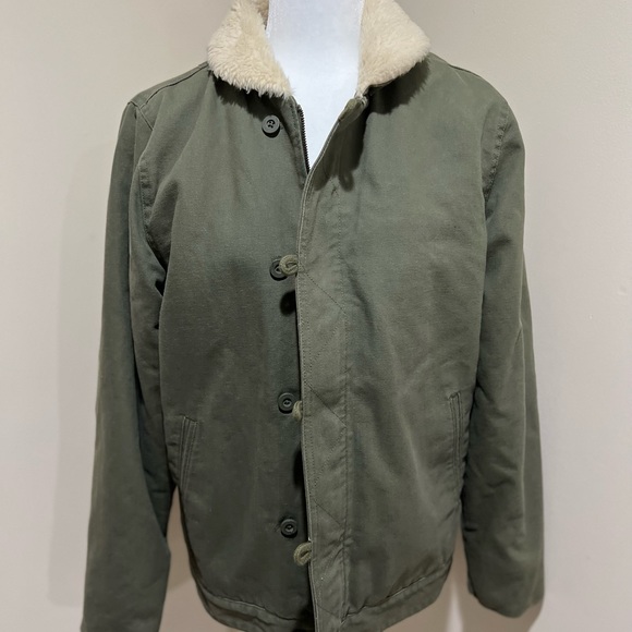 Army green faux fur jacket - Picture 3 of 6